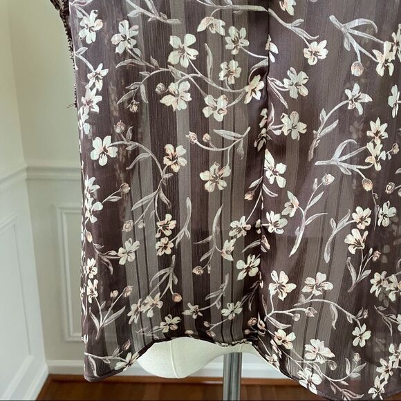 H&M Brown Floral Lightweight Chiffon Top 8 NWT - Picture 5 of 10